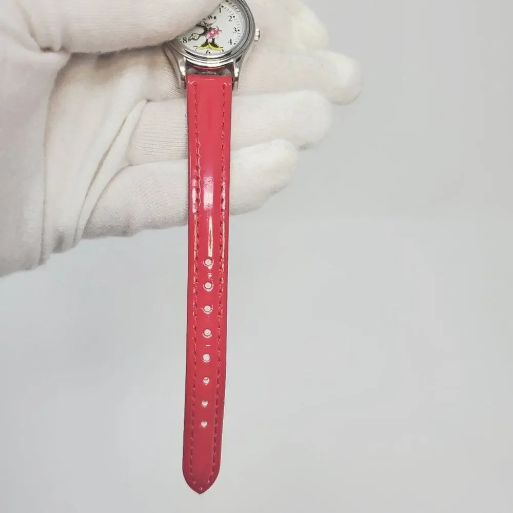 Vintage Disney Minnie Mouse Red Band Silver-toned Watch